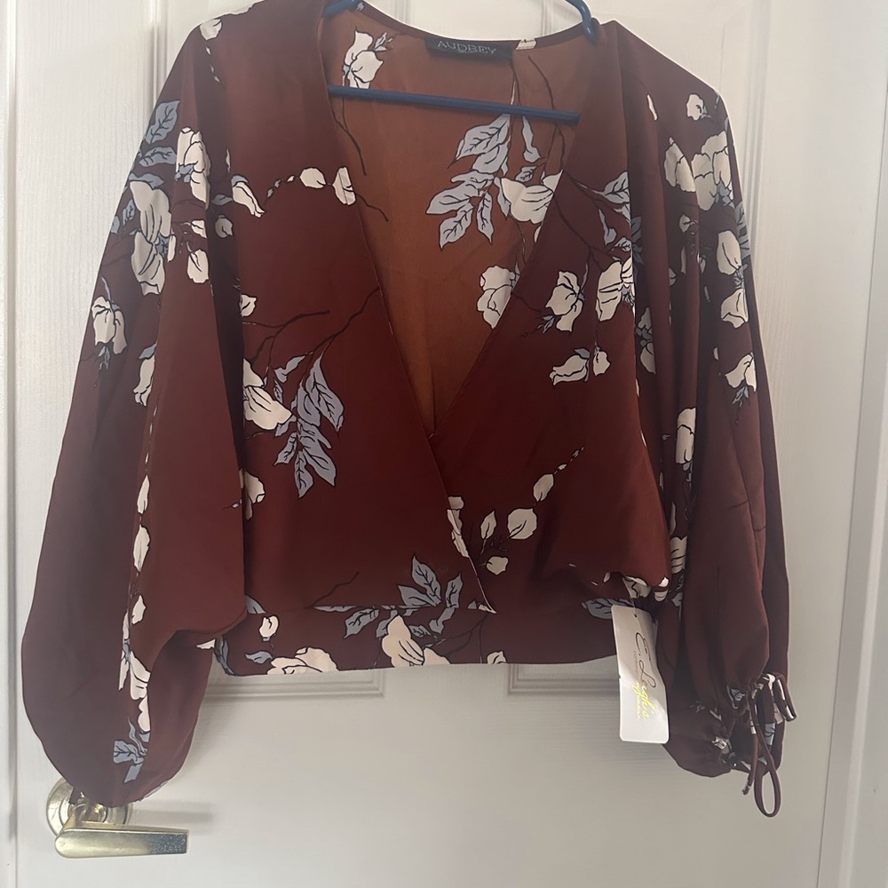 Flowered Faux wrap crop top